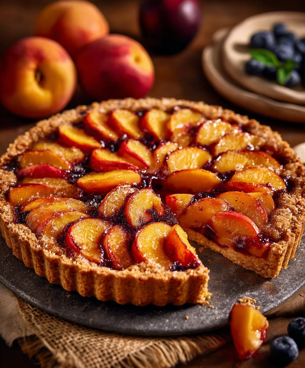 Sommerliche Pfirsich-Bromnon-alcoholic beer-Tarte (alkoholfrei)