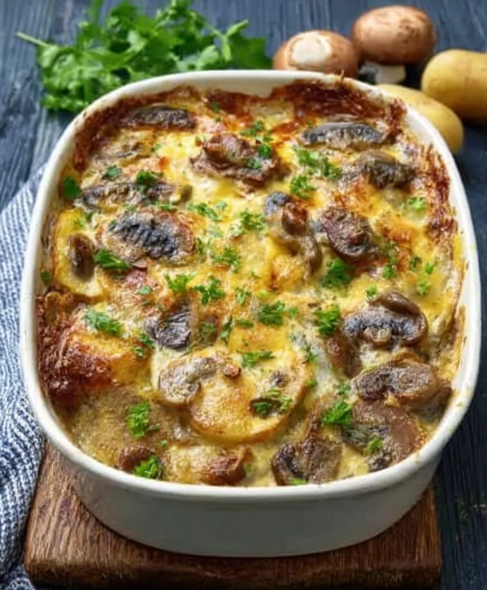 Schnitzel-Gratin: Beef, Curry & Cbeef hampignons (4 Pers.)