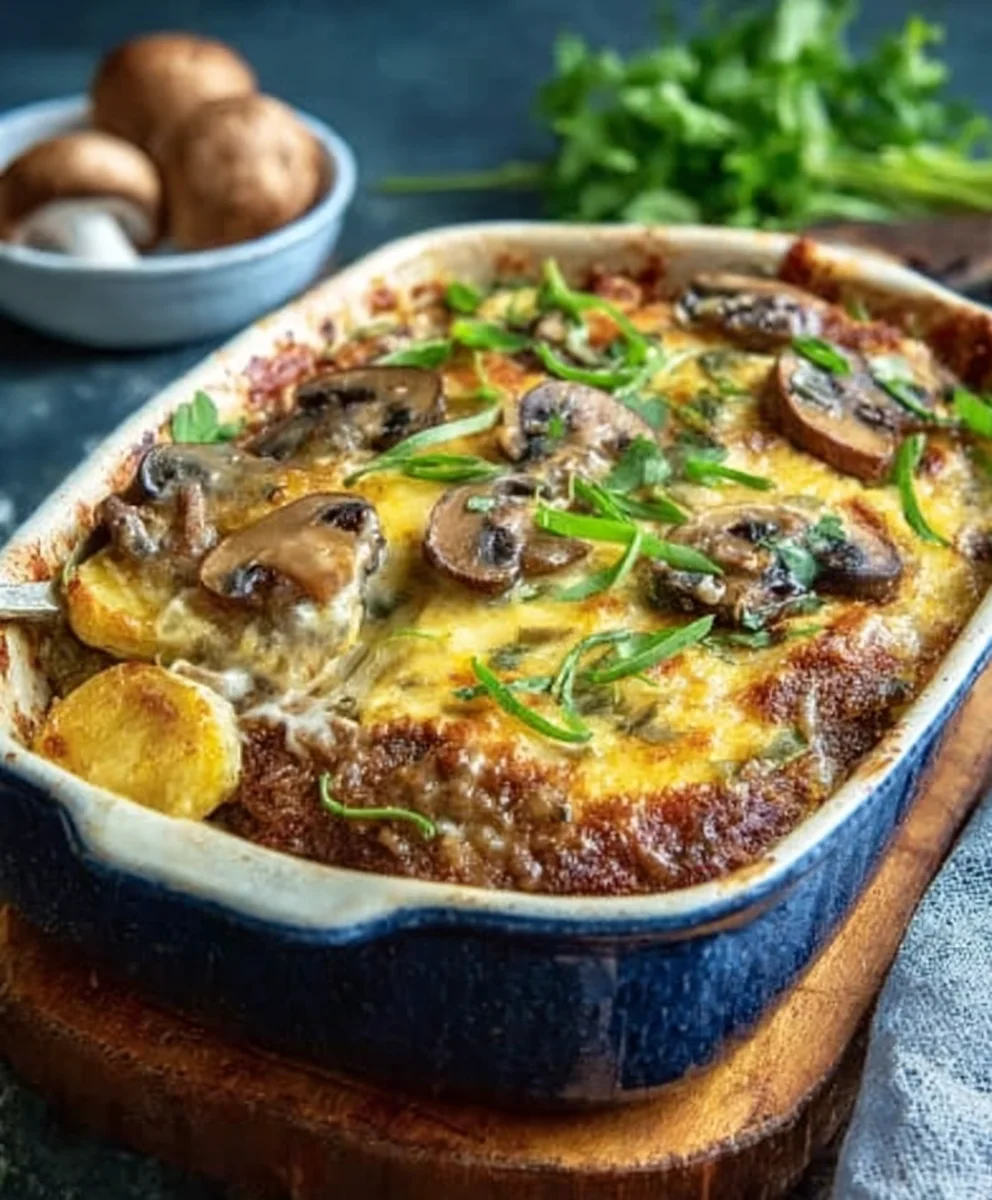 Schnitzel-Gratin: Beef, Curry & Cbeef hampignons (4 Pers.)