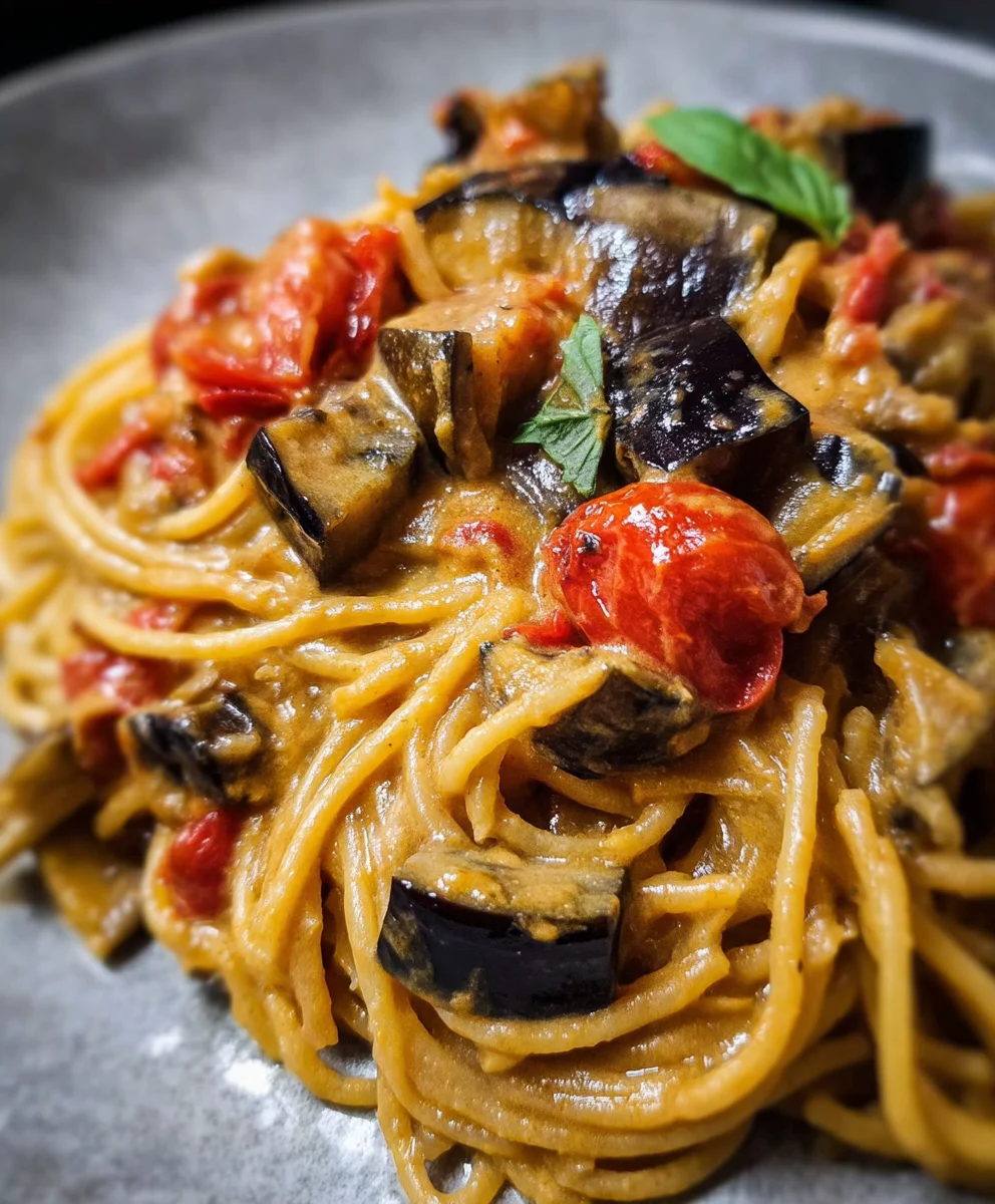 Cremige Spaghetti mit Aubergin extracte & Tomaten | Einfach