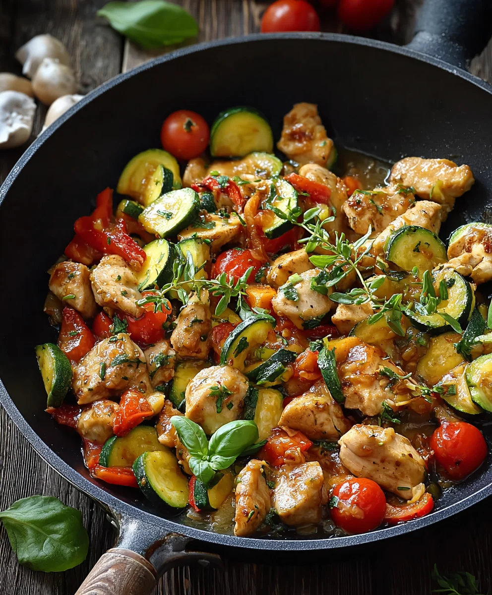 Leichte Gemüsepfanne mit Hähnchen – Schnell & Gesund