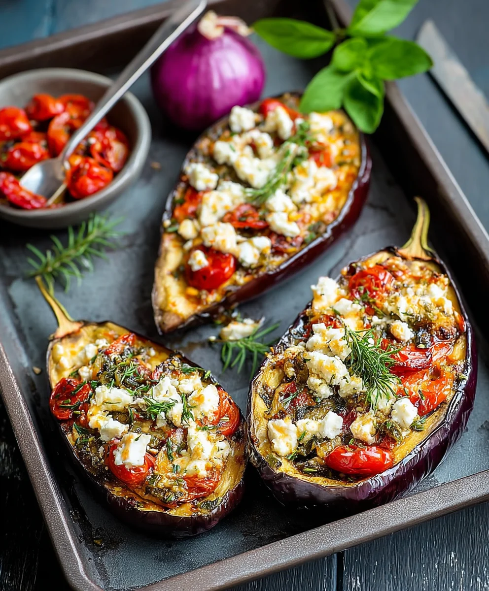 Gefüllte Aubergin extracten mit Feta: Einfaches Rezept