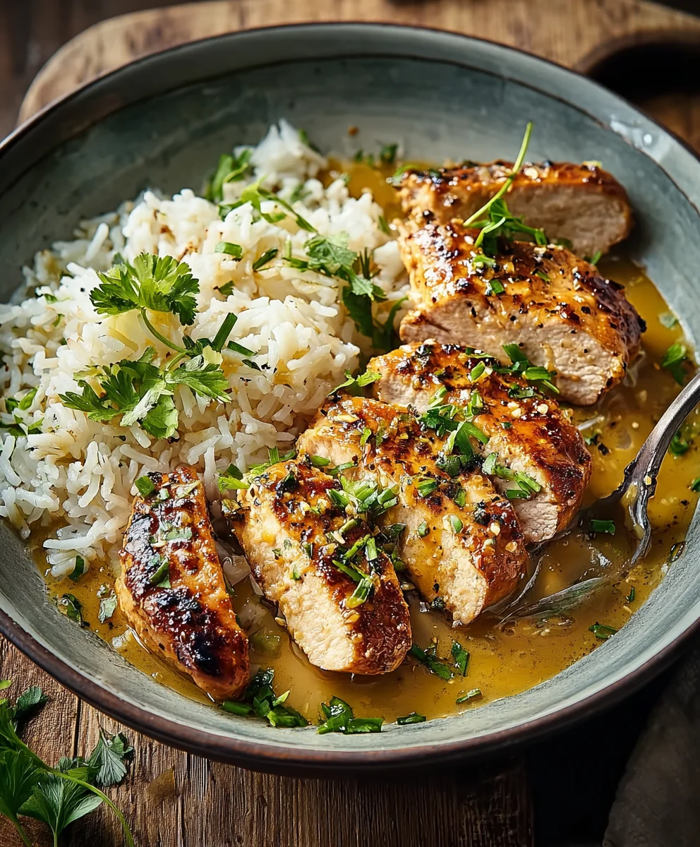 Honig Senf Hähnchen: Einfaches Reisgericht