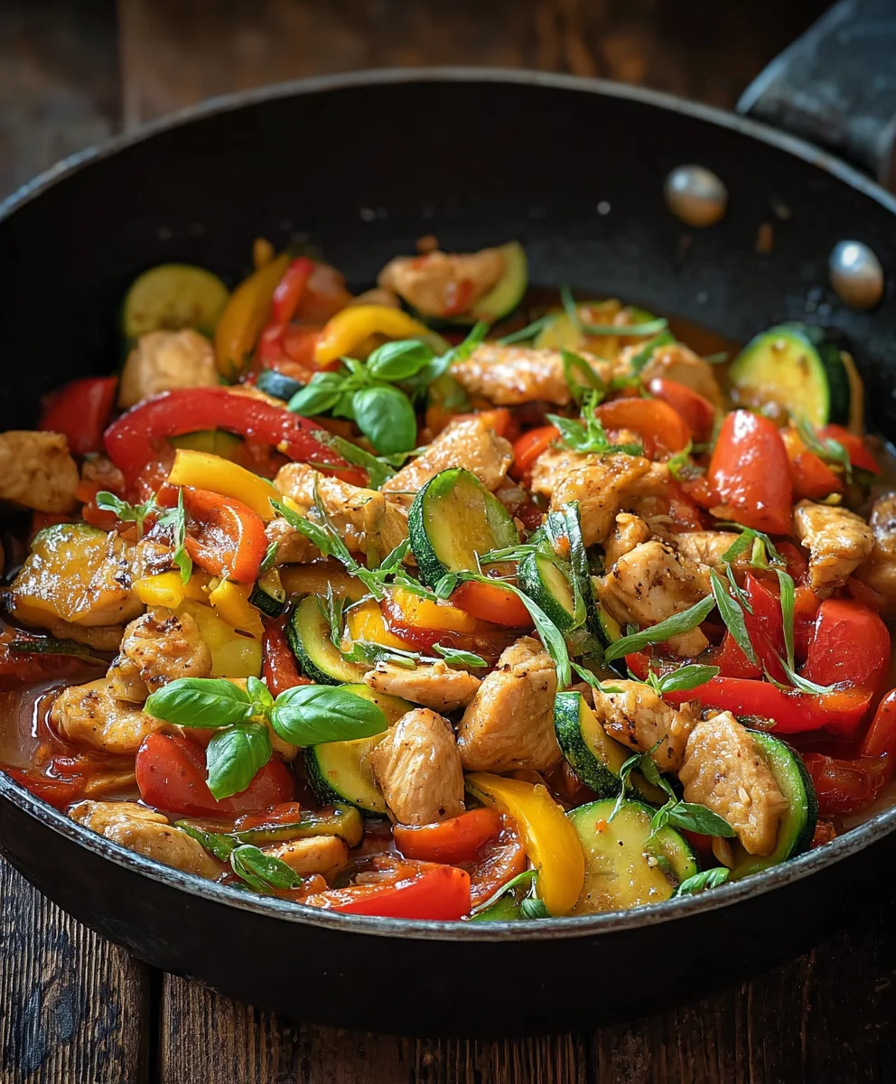 Leichte Gemüsepfanne mit Hähnchen – Schnell & Gesund