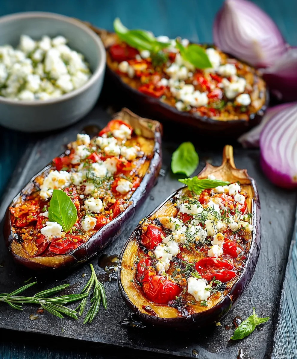 Gefüllte Aubergin extracten mit Feta: Einfaches Rezept