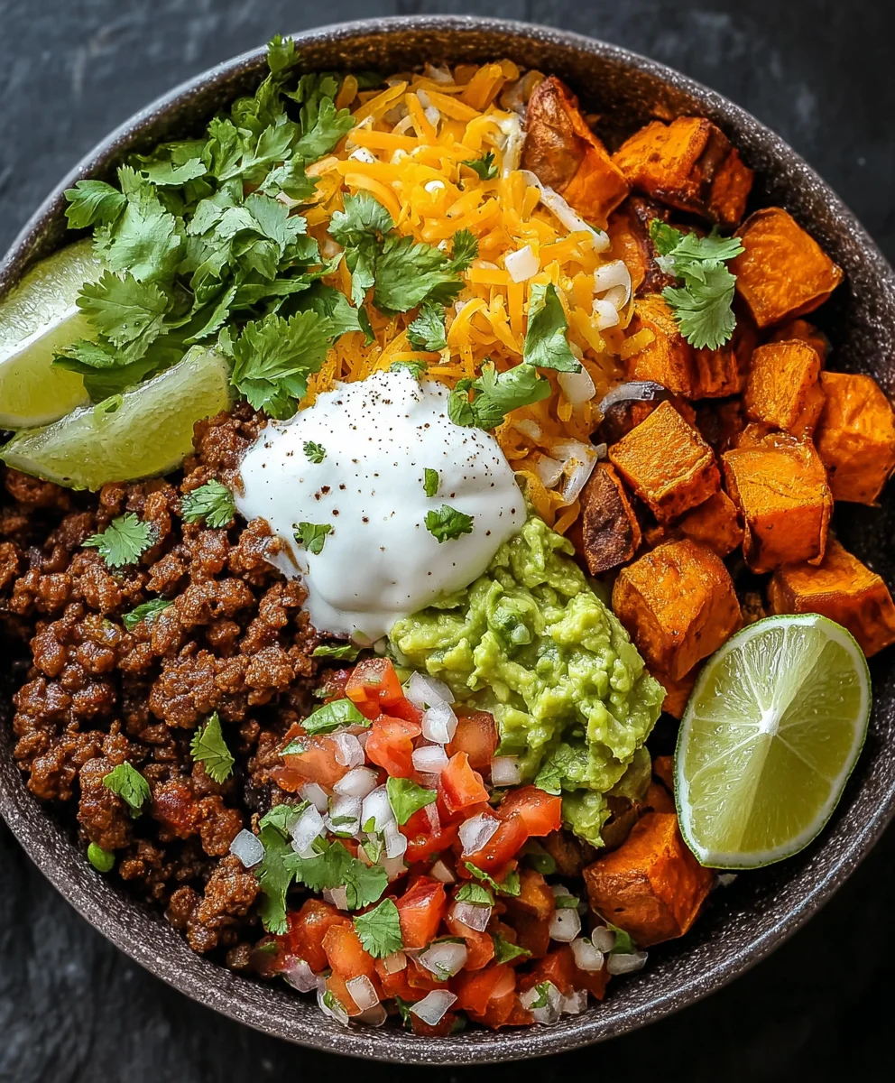 Süßkartoffel-Taco-Bowl: Einfach & Farbenfroh