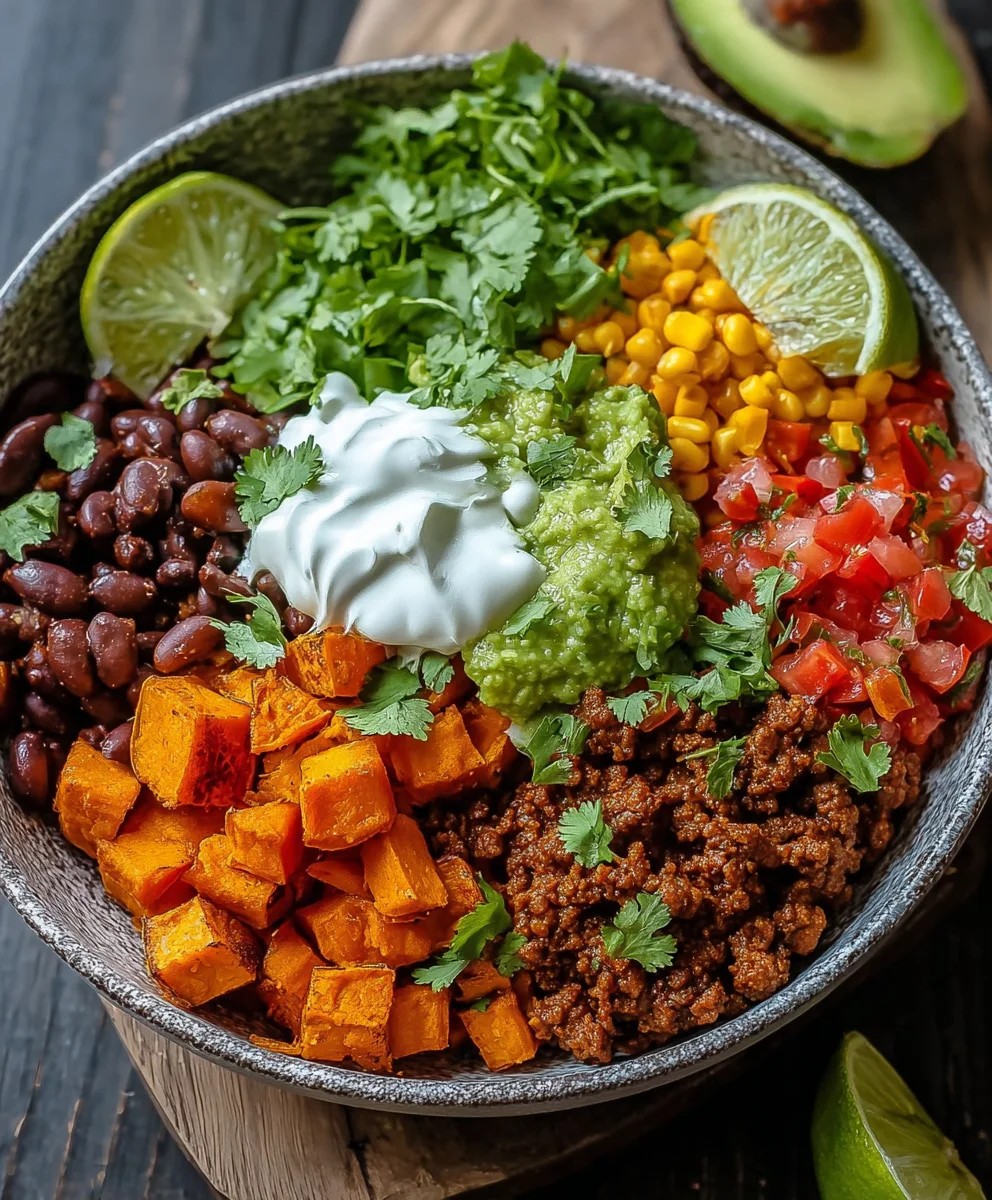 Süßkartoffel-Taco-Bowl: Einfach & Farbenfroh