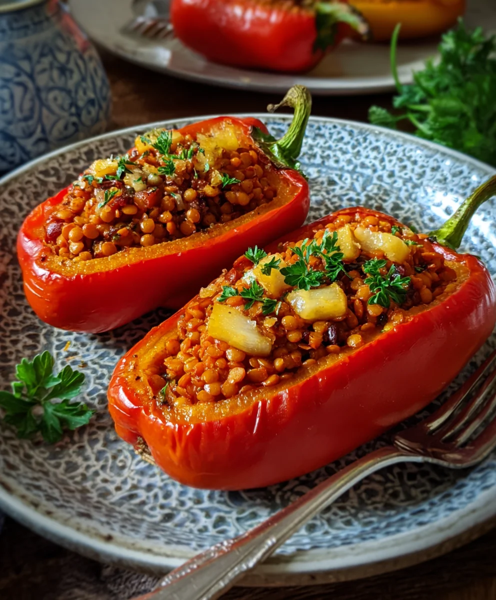 Gefüllte Spitzpaprika: Linsen-Mahlzeit | Einfaches Rezept