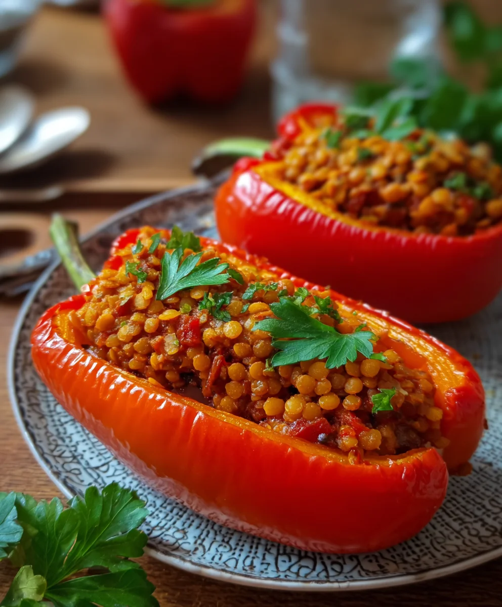 Gefüllte Spitzpaprika: Linsen-Mahlzeit | Einfaches Rezept