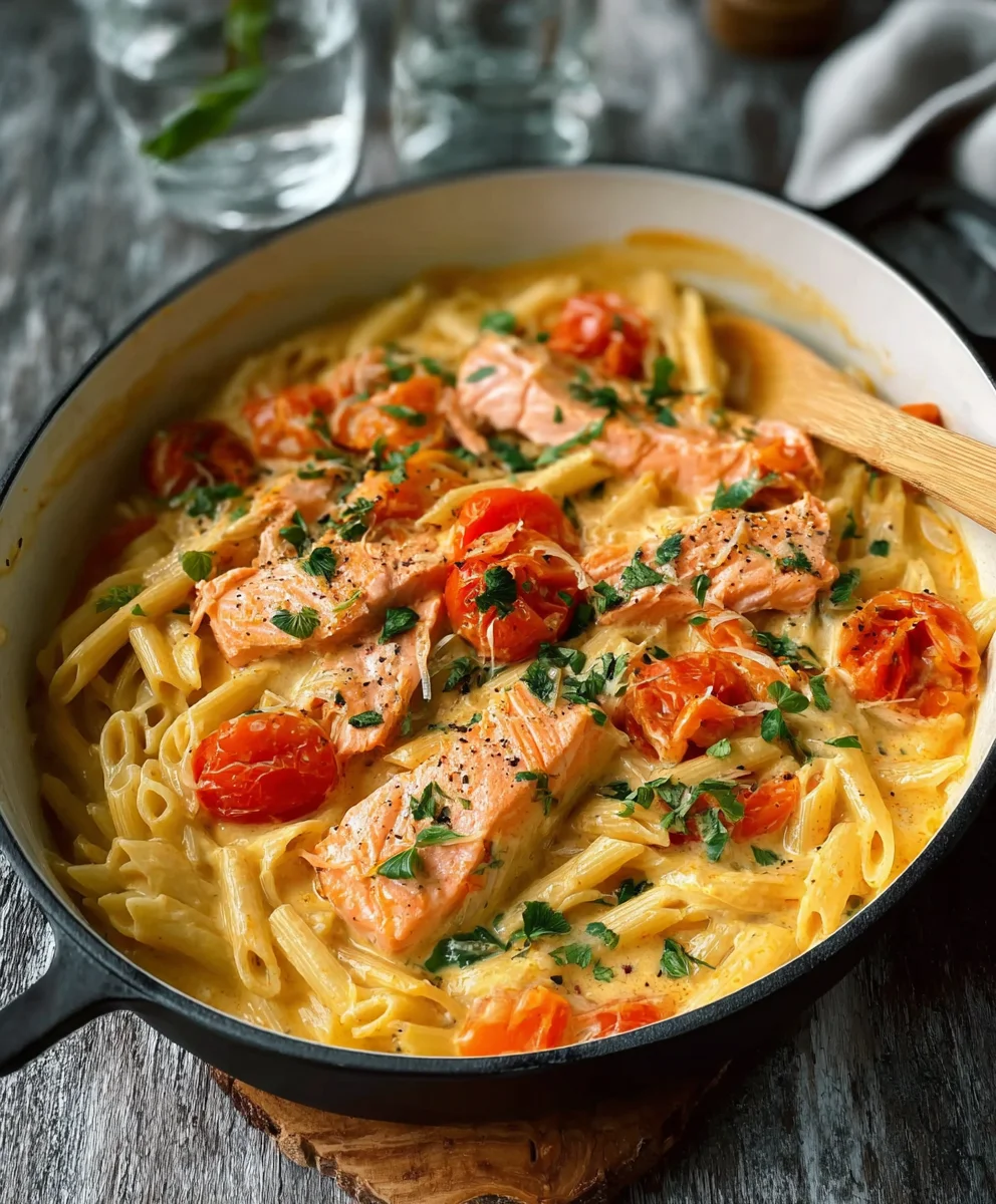 Ofen Lachs Pasta mit Tomaten: Cremig & schnell (30 Min)