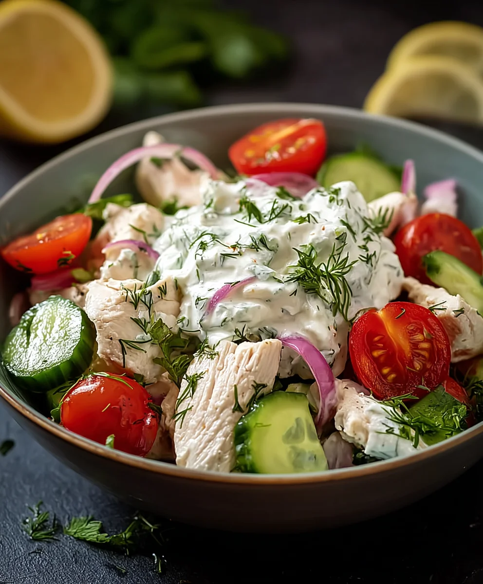 Mediterranes Tzatziki Hähnchensalat: Frischer Genuss