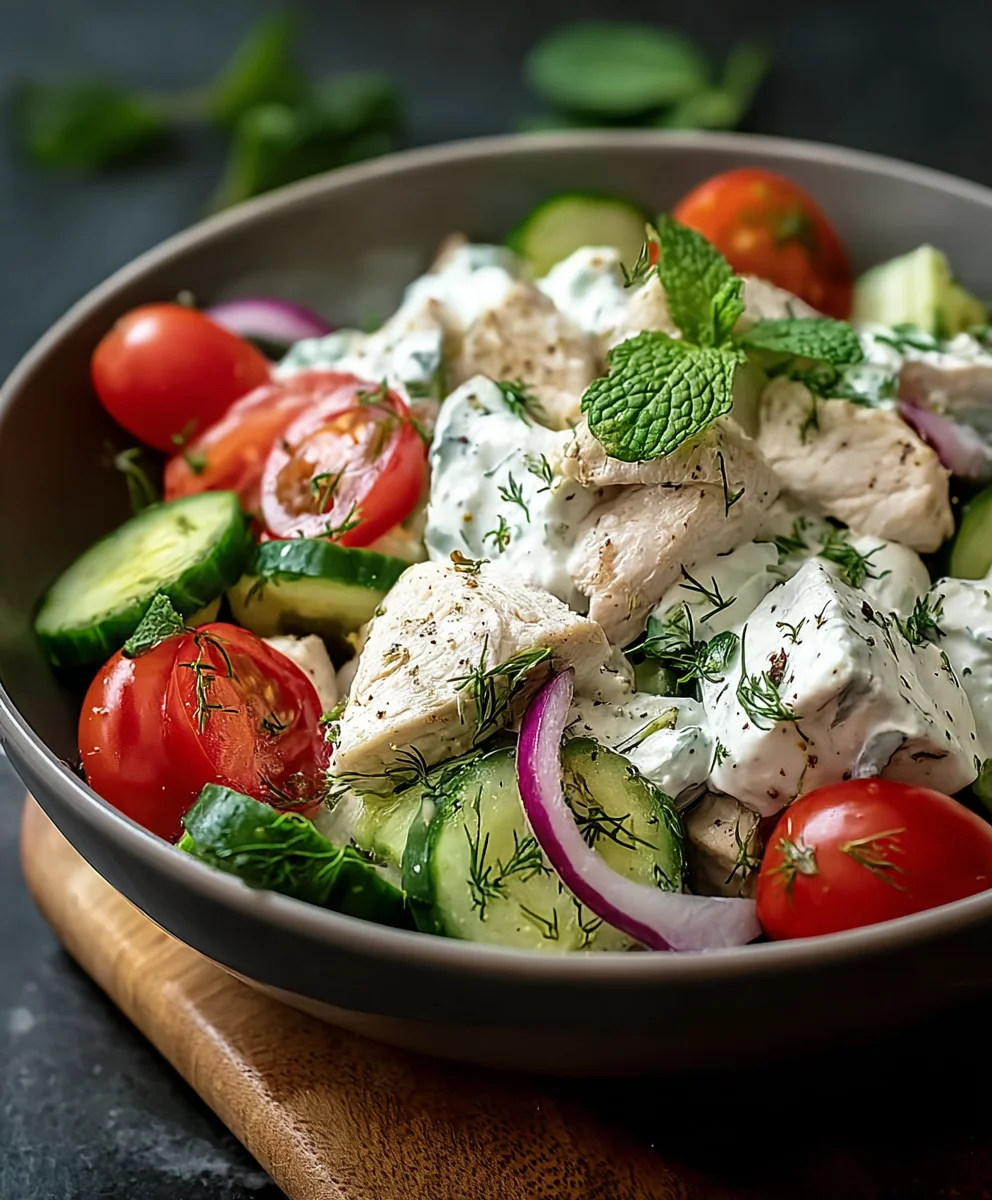 Mediterranes Tzatziki Hähnchensalat: Frischer Genuss
