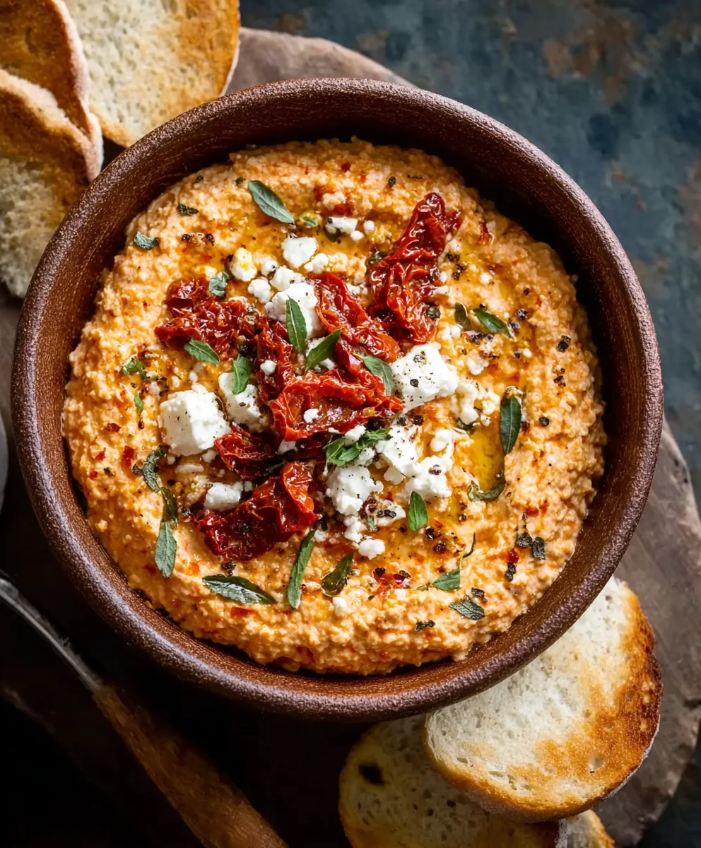 Tomaten-Feta-Dip: Cremig & würzig mit getr. Tomaten