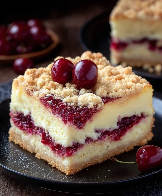 Saftiger Käsekuchen mit Kirsch Extract Extracten und Streuseln