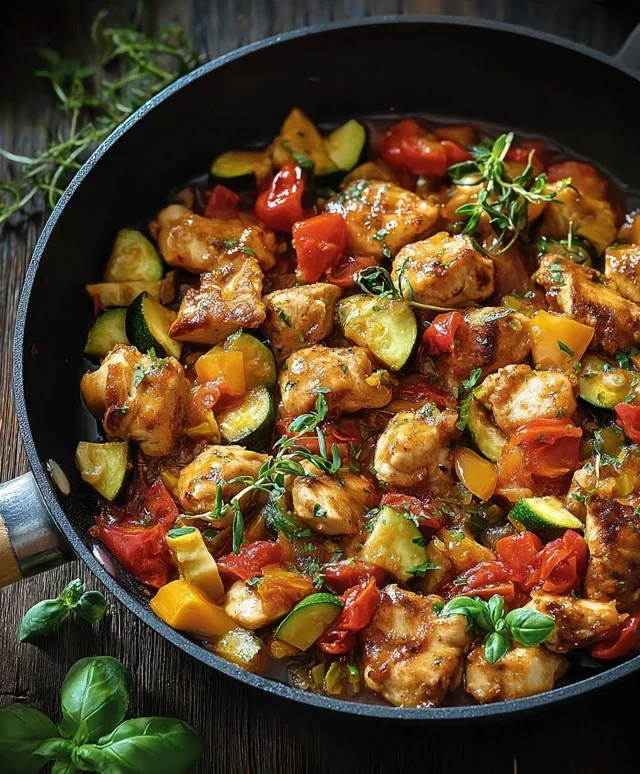 Gemüsepfanne mit Hähnchen