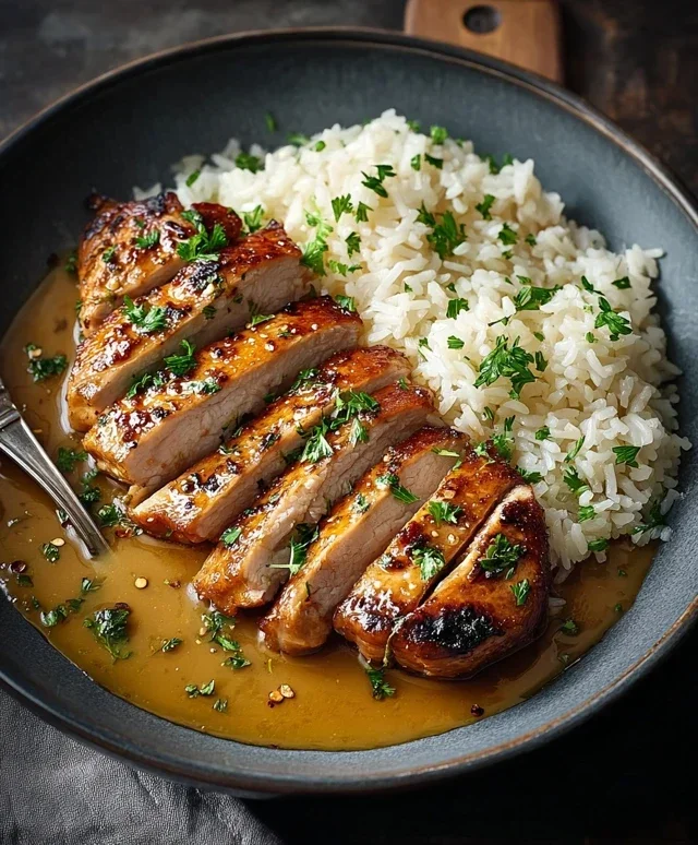 Honig Senf Hähnchen mit Reis