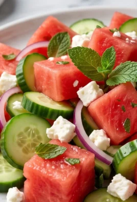 SIMPLE Watermelon + Cucumber + Feta Salad